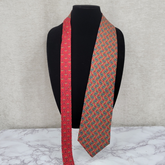 Tommy Hilfiger Red Green Snaffle Horse Bit Equestrian Men's Tie Necktie - Picture 1 of 8